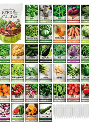 Vegetable Seed Vault Kit – 35 Heirloom Non-GMO Vegetable Seeds for Gardening & Survival Food Storage