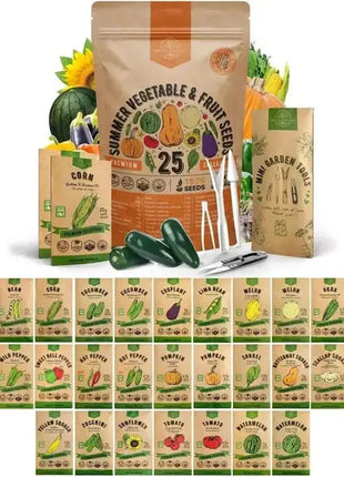 25 Summer Fruit & Vegetable Seeds Variety Pack