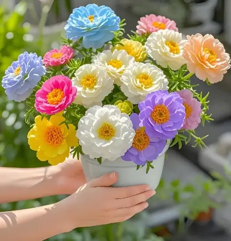 🌸 Double Flowered Moss Rose Seeds – 🌿Perennial Flower Seeds / Large Flowers / Easy to Grow