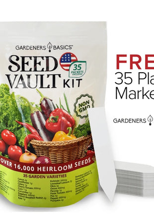 Vegetable Seed Vault Kit – 35 Heirloom Non-GMO Vegetable Seeds for Gardening & Survival Food Storage