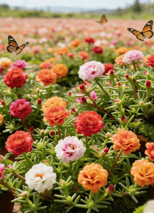 🌸 Double Flowered Moss Rose Seeds – 🌿Perennial Flower Seeds / Large Flowers / Easy to Grow
