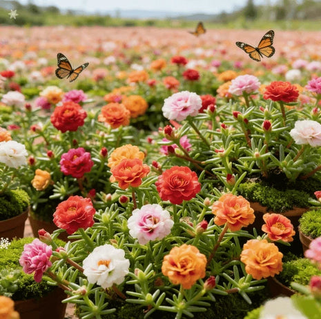 🌸 Double Flowered Moss Rose Seeds – 🌿Perennial Flower Seeds / Large Flowers / Easy to Grow