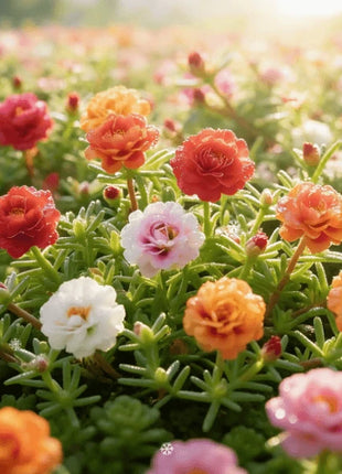 🌸 Double Flowered Moss Rose Seeds – 🌿Perennial Flower Seeds / Large Flowers / Easy to Grow