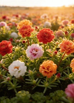 🌸 Double Flowered Moss Rose Seeds – 🌿Perennial Flower Seeds / Large Flowers / Easy to Grow