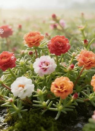 🌸 Double Flowered Moss Rose Seeds – 🌿Perennial Flower Seeds / Large Flowers / Easy to Grow
