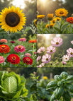 Marigold + Zinnia + Cosmos + Sunflower + Lettuce + Basil — 20000+ Seeds